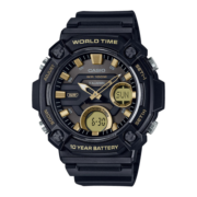 卡西欧（CASIO）【八角小怪兽】时尚防水数字双显运动休闲男表 AEQ-120W-9AVDF