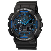 CASIO 卡西欧手表 G-SHOCK系列迷彩大表盘多功能时尚双显防水男表 蓝针GA-100-1A2