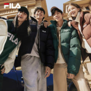 FILA 斐乐 款羽绒服2023冬短款宽松保暖加厚外套男女