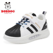 BoBDoG 巴布豆 童鞋软底儿童运动春秋款男童休闲鞋 101533083 白/黑35