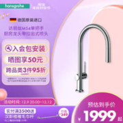 汉斯格雅 达丽丝 M54单把手厨房龙头铜可抽拉旋转式龙头