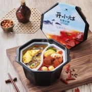 统一 开小灶鸳鸯火锅麻辣牛油X菌菇鸡汤自热方便火锅350克
