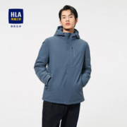 HLA 海澜之家 羽绒服男连帽纯色休闲保暖微弹白鸭绒外套男 蓝灰79 175/92A/L