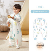 OUYUN 欧孕 婴儿睡袋恒温填充宝抱被儿童睡袋防踢被新生儿秋冬款 动物乐园蓝色 推荐室温10-20°C S码