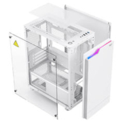 aigo 爱国者 JV13白色 电脑台式主机箱 桌面matx小机箱
