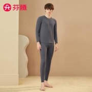 FENTENG 芬腾 睡衣女士新品长袖套头衫打底衫纯色圆领简约保暖内衣女 男款D-灰色 XXXL