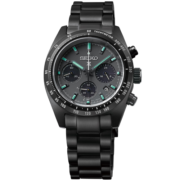 精工（SEIKO）手表PROSPEX系列熊猫迪太阳电能三眼针钢带夜光100米防水腕表 黑色熊猫SSC917P1