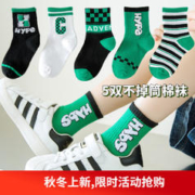 Caramella 卡拉美拉 儿童中筒袜 绿色潮袜 5色5双