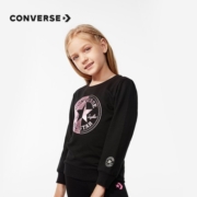 Converse 匡威儿童装男童百搭卫衣春秋款加绒潮女大童套头打底衫红色上衣 冲浪蓝-加绒 150(M)cm
