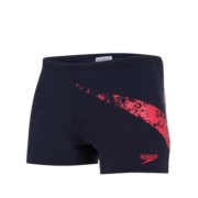 Speedo/速比涛 时尚印花舒适抗氯装备平角泳裤男经典红黑水陆两用