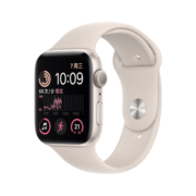 Apple Watch SE 2022款智能手表GPS款44毫米星光色铝金属表壳星光色运动型表带 MNJX3CH/A