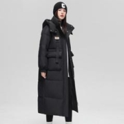 雪中飞 女式羽绒服秋冬休闲直筒防风可脱卸帽长款羽绒服女