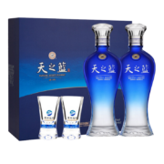 再补货、京东百亿补贴：洋河天之蓝 绵柔浓香型白酒 52度 480mL 2瓶 礼盒装