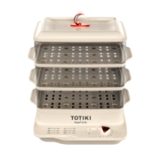 拓几（TOTIKI）电蒸锅多用途锅家用多功能锅电蒸箱蒸煮锅电蒸笼蒸汽锅大容量蒸鱼蒸包子锅早餐机 【22.5L】机械款奶油黄三层蒸笼