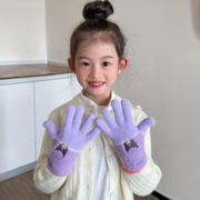 奇奇鱼 儿童三丽鸥保暖手套女孩2023秋冬季新款可爱卡通加绒冬天男孩五指
