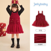 JELLYBABY 女童洋气吊带连衣裙 加绒新年裙 红色 120CM