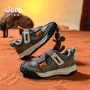 Jeep 吉普 儿童加绒二棉软底运动鞋 黑橘