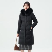 雪中飞 女式中长款连帽狐狸毛领羽绒服防风保暖时尚休闲显瘦羽绒服女