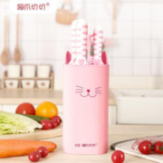 LIVEON 力王 ·猫爪切切厨房套装刀具组合女士五件套厨具萌创意送礼 粉色套刀-礼盒装
