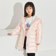 ME&CITY KIDS 米喜迪 mecity童装女童炫彩连帽中长款加厚保暖羽绒服