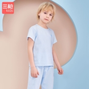 三枪童装 柔棉短袖中裤儿童家居空调服套装 学生少儿男童女童 天使蓝 110