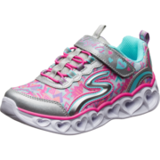 Skechers斯凯奇儿童鞋女童闪灯鞋春秋款运动鞋甜美发光大童休闲鞋302145L 银色/多彩色/SMLT- 33.5