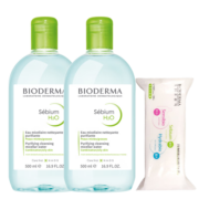 贝德玛（BIODERMA）绿水500ml*2净妍控油洁肤液卸妆水油皮卸妆液护肤品送女友礼物