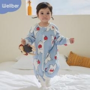Wellber 威尔贝鲁 儿童睡袋新疆棉秋冬宝宝防踢被