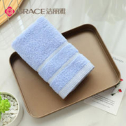GRACE 洁丽雅 毛巾 纯棉素色缎档柔软强吸水洗脸巾 情侣毛巾 70×34cm 浅蓝色 单条装