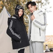 雪中飞 羽绒服时尚休闲简约百搭可脱卸连帽男女短款羽绒服