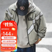MADEN 马登 工装 ARMY飞行员夹克训练服vibe风反光连帽速干外套男潮 灰绿色（无帽） L