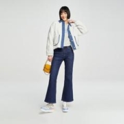 Lee 23秋冬新品舒适版仿羊羔绒牛仔布拼接女棉服白色LWT007306201 白色 M