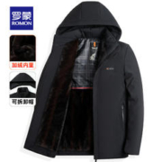 ROMON 罗蒙 加绒棉服男2023冬季新款保暖防寒外套中年爸爸装棉衣 3Y034Y89黑色