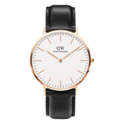 丹尼尔惠灵顿（DanielWellington） dw手表 简约经典手表时尚石英欧美腕表 新年礼物送男生送老公 白盘无纹黑皮带丨男表40MM-DW007