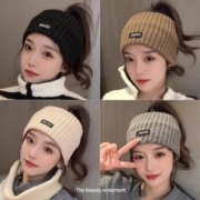 宝莱尔 月子发带产后秋冬头箍女款针织护额头套宽边头巾孕妇保暖防风帽子