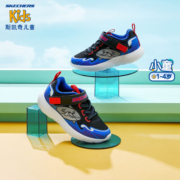 Skechers斯凯奇童鞋婴儿鞋1-4岁男小童魔术贴运动鞋动物宝宝学步鞋407233N 黑色-蓝色-BKBL 单层 21码