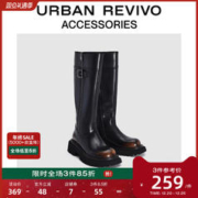 URBAN REVIVO 2023秋冬新款女士复古高级感擦色直筒长靴UAWS30089