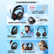 TAIDU 钛度 THS318轻鸾钛度头戴式耳机蓝牙无线2.4G有线游戏电脑带麦吃鸡台式