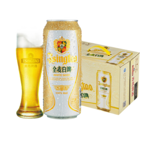 青島啤酒全麥白啤11度500ml12聽大罐整箱裝