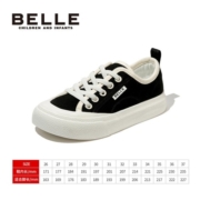 百丽（Belle）童鞋儿童帆布鞋女童休闲鞋男童板鞋春秋款小白鞋潮流百搭透气布鞋 黑色-DE2941 26 适合脚长163mm