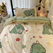 星晴 公主风床上用品四件套春秋床单被套学生宿舍单人床品三件套小恐龙