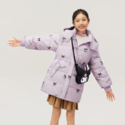 BOSIDENG 波司登 23年新款中长款冬季外套斜跨包童趣连帽女童羽绒服