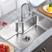 科勒（KOHLER）利欧304不锈钢加厚水槽台上台下洗碗池抽拉龙头套餐 25342+21366
