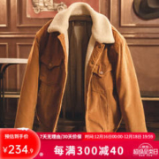 MADEN 马登 工装 美式灯芯绒翻领夹克仿羊羔毛保暖外套复古加厚棉衣男秋冬 姜黄色 L