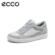 ECCO爱步板鞋女 拼色舒适运动休闲鞋 柔酷857713 水泥灰/冰沙黄/白色85771360315 36