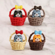 悟道猴 实心竹篮蝴蝶猫咪 公仔手办 4只套装