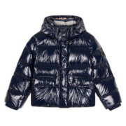 哈吉斯（HAZZYS）童装女童儿童羽绒服冬季新品中大童亮皮立领连帽保暖羽绒服 藏蓝 130cm