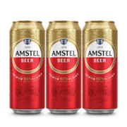 88VIP会员：AMSTEL 红爵 全麦芽啤酒 500ml*3听 分享装 喜力旗下品牌