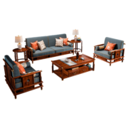虎大师红木家具非洲花梨（学名：刺猬紫檀）新中式沙发组合带坐垫可拆装客厅沙发套装 沙发1+1+3六件套