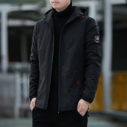 SOAH2023秋季新款男士摇粒绒外套男士立领夹克 877-黑色 M（90-110斤）